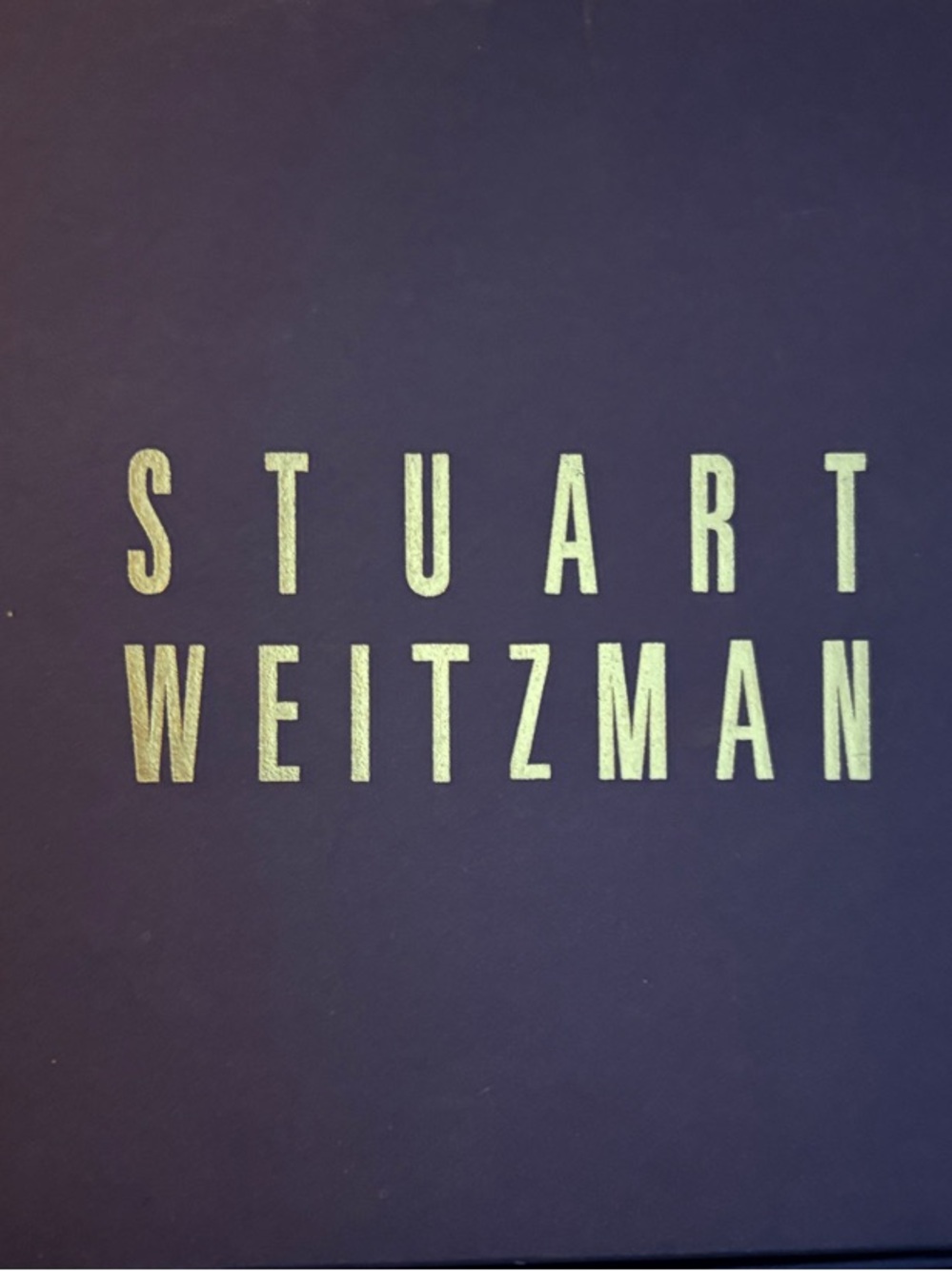 Stuart Weitzman Navy Box with Gold Lettering